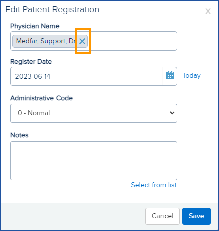 Updating a Patient’s Registered Physician to PBF from the Patient File
